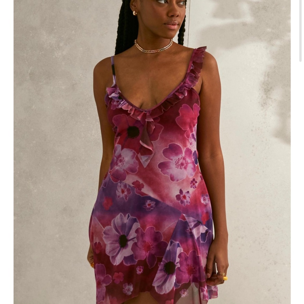 Urban outfitters Priya Mesh Floral Mini Dress